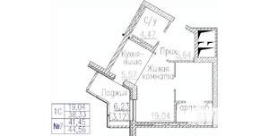1-к квартира, вторичка, 45м2, 3/24 этаж