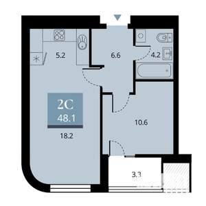 2-к квартира, вторичка, 46м2, 5/24 этаж