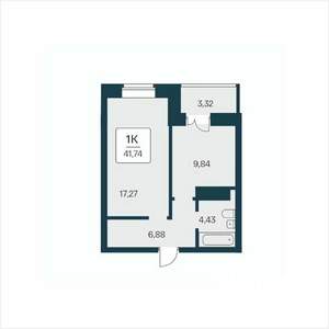 1-к квартира, вторичка, 42м2, 6/25 этаж