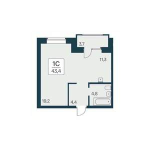 Студия квартира, вторичка, 43м2, 7/11 этаж
