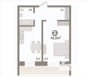 1-к квартира, вторичка, 41м2, 11/12 этаж