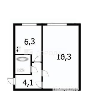 1-к квартира, вторичка, 30м2, 1/5 этаж