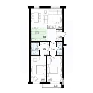 3-к квартира, вторичка, 105м2, 2/8 этаж