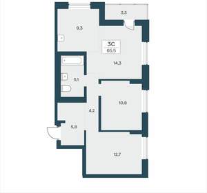 3-к квартира, вторичка, 66м2, 12/18 этаж