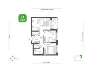 2-к квартира, вторичка, 55м2, 8/14 этаж
