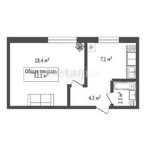 1-к квартира, вторичка, 34м2, 2/3 этаж