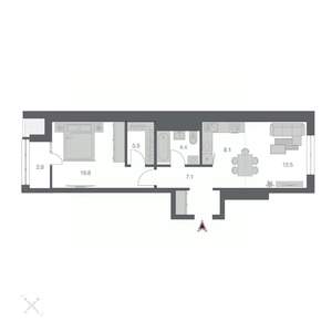 2-к квартира, вторичка, 55м2, 3/24 этаж