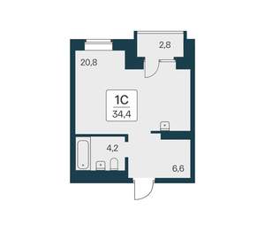 Студия квартира, вторичка, 34м2, 19/21 этаж