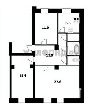 3-к квартира, вторичка, 73м2, 1/2 этаж