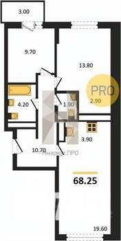 2-к квартира, вторичка, 68м2, 12/24 этаж
