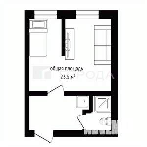 1-к квартира, вторичка, 24м2, 2/5 этаж