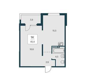 1-к квартира, вторичка, 45м2, 13/17 этаж