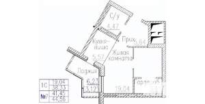 1-к квартира, строящийся дом, 45м2, 4/24 этаж