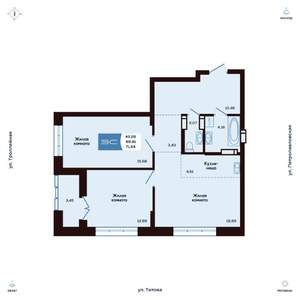 3-к квартира, вторичка, 72м2, 3/25 этаж