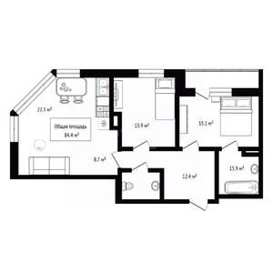 3-к квартира, вторичка, 84м2, 16/30 этаж