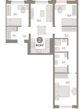 3-к квартира, вторичка, 85м2, 6/17 этаж