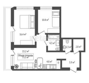 2-к квартира, вторичка, 66м2, 3/8 этаж