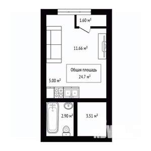 Студия квартира, сданный дом, 25м2, 15/18 этаж