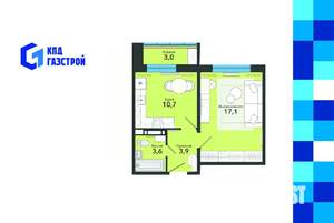 1-к квартира, вторичка, 38м2, 12/18 этаж