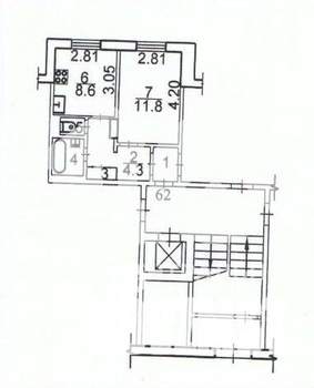 1-к квартира, вторичка, 30м2, 1/10 этаж