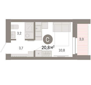 Студия квартира, вторичка, 21м2, 6/23 этаж