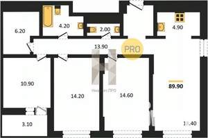3-к квартира, вторичка, 90м2, 18/21 этаж