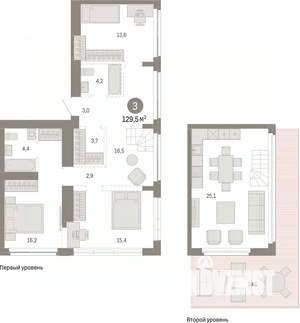 3-к квартира, вторичка, 129м2, 23/23 этаж