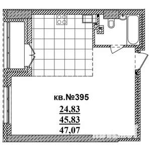 Студия квартира, вторичка, 47м2, 4/19 этаж