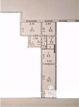 3-к квартира, вторичка, 57м2, 5/10 этаж