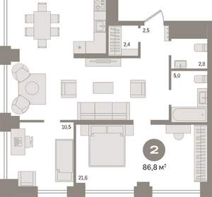 2-к квартира, вторичка, 87м2, 4/30 этаж