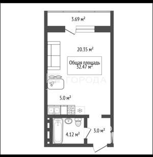 Студия квартира, вторичка, 33м2, 4/10 этаж