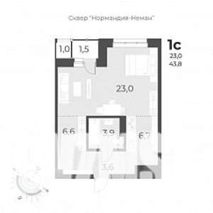 1-к квартира, вторичка, 44м2, 12/17 этаж