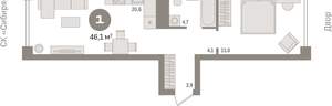 1-к квартира, вторичка, 46м2, 2/18 этаж