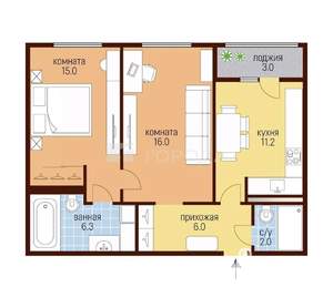 2-к квартира, вторичка, 60м2, 15/26 этаж