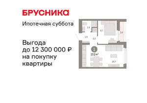 1-к квартира, вторичка, 37м2, 12/12 этаж