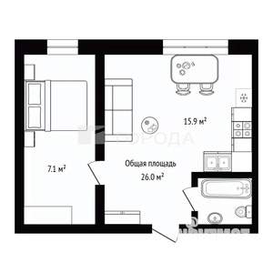 Студия квартира, вторичка, 26м2, 1/4 этаж