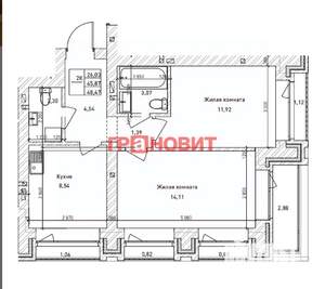 2-к квартира, вторичка, 46м2, 9/15 этаж