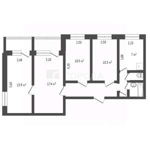 4-к квартира, вторичка, 75м2, 1/9 этаж