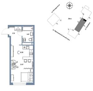 Студия квартира, вторичка, 32м2, 5/9 этаж