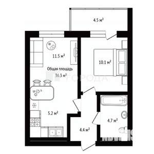 2-к квартира, вторичка, 36м2, 21/25 этаж