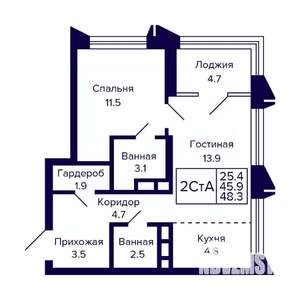 2-к квартира, вторичка, 48м2, 3/8 этаж