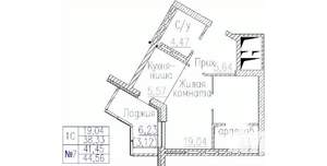 1-к квартира, строящийся дом, 45м2, 5/24 этаж