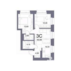 3-к квартира, вторичка, 51м2, 7/25 этаж