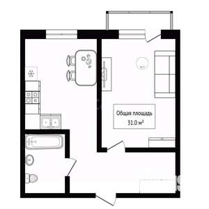 1-к квартира, вторичка, 31м2, 2/9 этаж