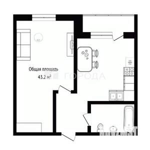 1-к квартира, вторичка, 43м2, 21/26 этаж