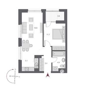 2-к квартира, строящийся дом, 47м2, 17/23 этаж