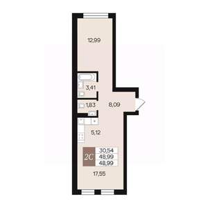 2-к квартира, вторичка, 49м2, 8/10 этаж