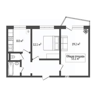 2-к квартира, вторичка, 53м2, 8/10 этаж
