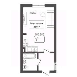 Студия квартира, вторичка, 35м2, 5/10 этаж
