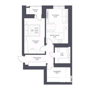 2-к квартира, вторичка, 55м2, 20/24 этаж